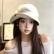 Chuangjingyixuan women's top hat, high-end and elegant, Korean style color-sensitive knitted fisherman hat for women, autumn and winter retro gold style, beige M (56-58cm)