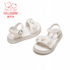 Fuluo Mi Girls Sandals 26 Summer New Sweet and Style Princess Shoes Little Girls Soft Sole Breathable Shoes Beige 30