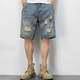 Boyuni American Casual Retro Bettler zerrissen Denim Shorts Männer lose trendige hübsche fünf Punkte Hose Dünne mittelgroße Hosen PG-719 Blau 30