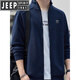 JEEP SPIRIT Jeep outdoor fleece jacket for men spring and autumn new style young and middle-aged polar fleece sweatshirt for men with velvet stand-up collar jacket JC7375 blue M recommended 100-120Jin Jin equals 0.5 kg