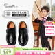 Snaffy boys' leather shoes spring and autumn new style children's style soft sole performance black leather shoes college black (236205 cowhide) 27 foot length 15.5cm