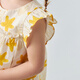 Minibala pure cotton girls short-sleeved shirt thin cute lace sweet baby top 2026 summer white and yellow tone 00313 73