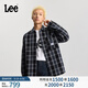 Lee shopping mall's same 26 spring and summer new product, comfortable version of work pocket design, black plaid men's long-sleeved shirt, trendy black XL
