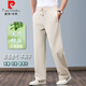 Pierre Cardin cotton and linen sweatpants men's summer thin loose straight wide pants middle-aged ice silk linen pants men's casual pants apricot M recommended 115 to 130 Jin Jin equals 0.5 kg