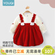 Youqi girls dress spring and autumn children's wear princess dress sweet and stylish one-year-old dress baby girl birthday dress red 73