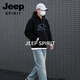 JEEP SPIRIT hooded sweatshirt for men 2026 spring new trendy brand loose versatile printed tops and jackets for men gray S 95-120 Jin Jin is equal to 0.5 kg