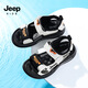 JEEP Boys' Shoes 2024 Summer New Beach Casual Children's Sandals Comfortable, Lightweight Soft Soled Girls' Shoes Trendy Brand 9005 White Orange 26 / Inner Length About 16.5cm