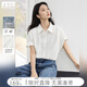 Dialogue (DUIBAI) linen blended white short-sleeved shirt for women 2026 summer new style commuting loose light and breathable shirt top Moonlight White M