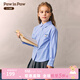 PawinPaw cool cartoon bear children's clothing 26 years new style girls and children's lapel plaid shirt loose Blue blue/50 150