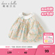 DAVE&BELLA pure cotton girls' shirts, baby girls' long-sleeved tops, spring clothes, new styles, children's shirts, children's clothes, flower print, in stock, 130 cm (recommended height 120-130cm)