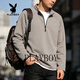 Playboy half-zip sweatshirt men's 2026 spring new solid color stand-up collar loose long-sleeved bottoming shirt jacket gray S recommended 75-95Jin Jin equals 0.5 kg
