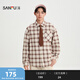 SANFU 2026 Spring Men's Big Star Tie Long Shirt Casual Lapel Drop Shoulder Top 518888 Brown M