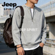 JEEP SPIRIT half-zip sweatshirt men's American retro cardigan sweatshirt couple tops trendy casual sports long-sleeved jacket for men gray M 80 - 105 Jin Jin is equal to 0.5 kg