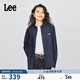 Lee25 new autumn and winter standard-fit lapel embroidered small logo women's long-sleeved denim shirt dark blue M