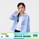 Xiaoyinman children's clothing girls' shirt cartoon print 26 spring fashionable lapel casual top for middle and older children and girls blue grid 120