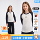 Hush Puppies children's clothing for children and girls 2026 spring new elastic waist and sweet slim long-sleeved crew neck shirt navy blue 160 cm