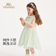 YEEHOO children's skirt girls summer dress new national style gauze skirt breathable skin-friendly cotton lining girl princess skirt new floating ripples - green 90