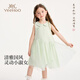 YEEHOO children's skirt girls summer dress new national style gauze skirt breathable skin-friendly cotton lining girl princess skirt new floating ripples - green 90