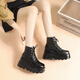 Qisiman Heel Cos erhöhte Schuhe 20 cm Schwamm Kuchen Sohle Martin Boots Herbst und Winter Britische Stiefel Kurzstiefel Frauen Kurzstiefel hohe Sohle schwarz [10 cm Höhe] 38