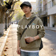 Playboy (PLAYBOY) American Heavyweight Hooded Sweatshirt Men's 2026 Spring New Loose Casual Versatile Jacket Men's Tops Men's Clothing Red S Recommendation 95-120Jin Jin equals 0.5 kg