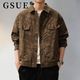 GSUE American retro tie-dye distressed lapel jacket men's spring new loose trendy brand casual workwear jacket brown M suitable for 100-120Jin Jin equals 0.5 kg