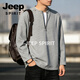 JEEP SPIRIT half-zip sweatshirt men's American retro cardigan sweatshirt couple tops trendy casual sports long-sleeved jacket for men gray M 80 - 105 Jin Jin is equal to 0.5 kg