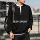 JEEP SPIRIT half-zip sweatshirt men's American retro cardigan sweatshirt couple tops trendy casual sports long-sleeved jacket for men gray M 80 - 105 Jin Jin is equal to 0.5 kg