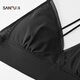 SANFU Sujetador inalámbrico de copa A delgada Copa triangular francesa Tela overlock Ropa interior interior sin espalda Mujer 517657 Piel profunda S Adecuado para 70A/70B/70C