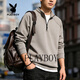 Playboy half-zip sweatshirt men's 2026 spring new solid color stand-up collar loose long-sleeved bottoming shirt jacket gray S recommended 75-95Jin Jin equals 0.5 kg