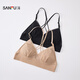 SANFU Sujetador inalámbrico de copa A delgada Copa triangular francesa Tela overlock Ropa interior interior sin espalda Mujer 517657 Piel profunda S Adecuado para 70A/70B/70C