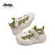 Sandalias Jeep para niños, zapatos de suela blanda con puntera para niños, zapatos de playa ligeros con velcro antideslizantes para niñas de verano 2025, verde 28, la longitud interior del zapato es de aproximadamente 17,9 cm