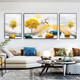 Mo Painting Lulin Modern Simple Living Room Decoration Painting New Chinese Sofa Background Wall Mural Landscape Painting Hall Triple Scenic Hanging Painting 6-Golden Lu Fulu 14134 Mirror Crystal Porcelain Middle 80*60 Side 40*60 Black Frame