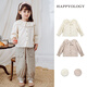 Happyology British children's tops girls embroidered shirt lapel spring and autumn embroidered long-sleeved shirt khaki 86 (86cm)