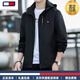 TOME BKOWAIE Genuine Tommy High-end Men's Jacket Spring Autumn Winter Jacket Outdoor Casual Hooded Three-in-One Jacket Top Black Winter Plus Velvet (Fellow Removable) Spring and Autumn Style Gift Box Packing 2XL Recommended 140-160Jin Jin is equal to 0.5 kg