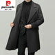 Pier Cardin Mabet en laine haut de gamme pour hommes Mentières en tweed à double boutonnage mi-longs pour hommes 2024 automne et hiver Luxury luxe en laine noir [style unique sans doublure intérieure] l 175