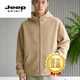 JEEP SPIRIT hooded sweatshirt men's 2026 spring zipper cardigan loose versatile jacket men's tops black M