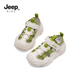 Sandalias Jeep para niños, zapatos de suela blanda con puntera para niños, zapatos de playa ligeros con velcro antideslizantes para niñas de verano 2025, verde 28, la longitud interior del zapato es de aproximadamente 17,9 cm