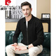 Pierre cardin 2024 autumn and winter sweater cardigan men's lapel 100% pure wool jacket light business casual knitted base shirt black 165