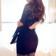 New sexy backless nightclub dress, lace slim-fitting hip dress, women's sexy sexy underwear tight one-piece hip-hugging short skirt, backless uniform temptation suit black + stockings, M size suitable for 106-115 Jin [Jin equals 0.5 kg]