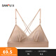 SANFU Sujetador inalámbrico de copa A delgada Copa triangular francesa Tela overlock Ropa interior interior sin espalda Mujer 517657 Piel profunda S Adecuado para 70A/70B/70C