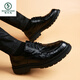 Woodpecker spring and autumn new men's shoes business casual leather shoes thick-soled leather shoes large leather shoes men's wide-head men's leather shoes black 37