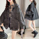 Zhang Fanyu Chun Denim Jacket Femenina Corea Corea Loose Spring Spring Ropa de mezclilla Femenina Estilo de verano 9926# estilo de imagen Black S Recomendado 80--100Jin [Jin equivale a 0.5 kg]