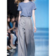 Oudihui (Oudihui) 2025 this year's popular casual pants women's summer match with a whole set of clothes, light-maturity wide-leg pants two-piece suit, blue suit, L
