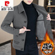 皮尔卡丹（pierre cardin）高档羊毛呢外套男2024新款潮牌休闲中青年加绒加厚夹克男装上衣服 咖色 2XL 180