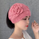 Knitted wool headband Korean headwear wide-brimmed elastic personalized braided European and American autumn and winter warm headscarf headband hat dark khaki pineapple flower