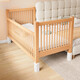 Qiuying hebensfähiges Buchenholz Holz Spleißbett Massivholz Kinderbett Krippe erweiterte Spleiß großes Bett Kinderbett Side Bett Bett drei Leitplanken + 5 cm Kokosnussbraun (Höhe einstellbar) kann heben und Länge 200 breit 80 High 35 [60 Leitplanke]