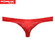 Movik men's underwear lace thong jacquard transparent breathable sexy fashion low-waist elastic trendy men's T-underwear red XXL