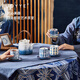 JOYYE tea set complete set for festivals, gifts for relatives, friends and elders dyed rhyme flowers living room home teapot cup companion gift