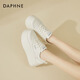 达芙妮（DAPHNE）小白鞋女新款女鞋厚底增高松糕休闲板鞋春款学生鞋子 米色 单层 跟高7cm（春秋款） 37 (235mm) 标准码