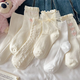 White socks for women summer cute socks lace Mary Jane with small leather shoes mid-calf socks for women spring and autumn flesh-colored big bow 1 pair 1 pair lace socks